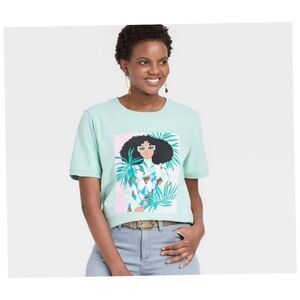 Bijou Karmen Aqua Graphic Tee Size 2x Ethnic Woman Top T Shirt
